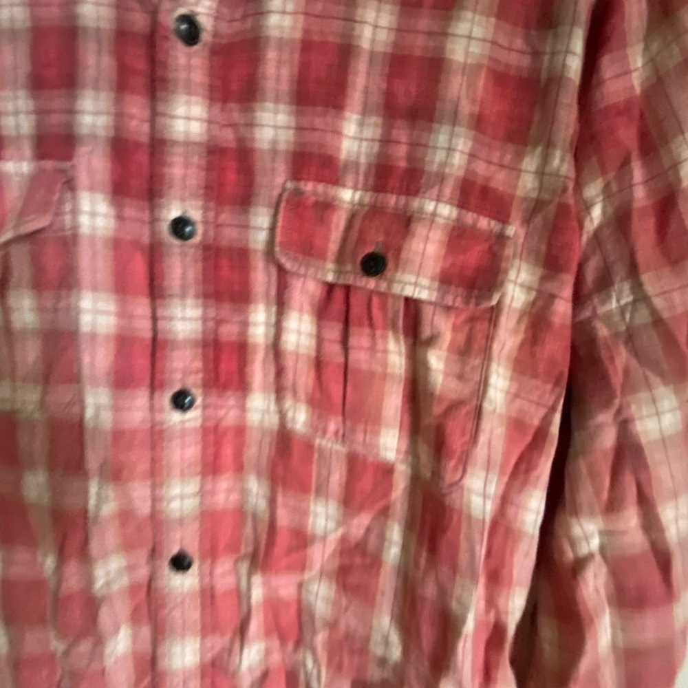 Gap Red Plaid Upcycled Patchwork Graphic Natural … - image 6